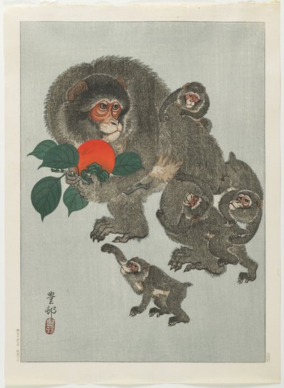 Scimmie e cachi da Ohara Koson
